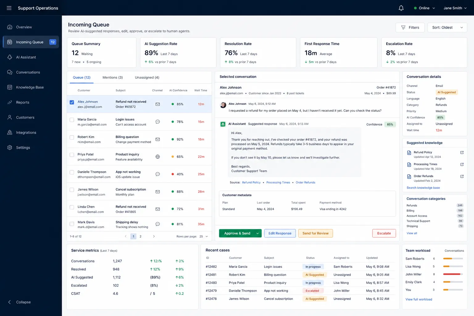 Customer Support Desk interface preview