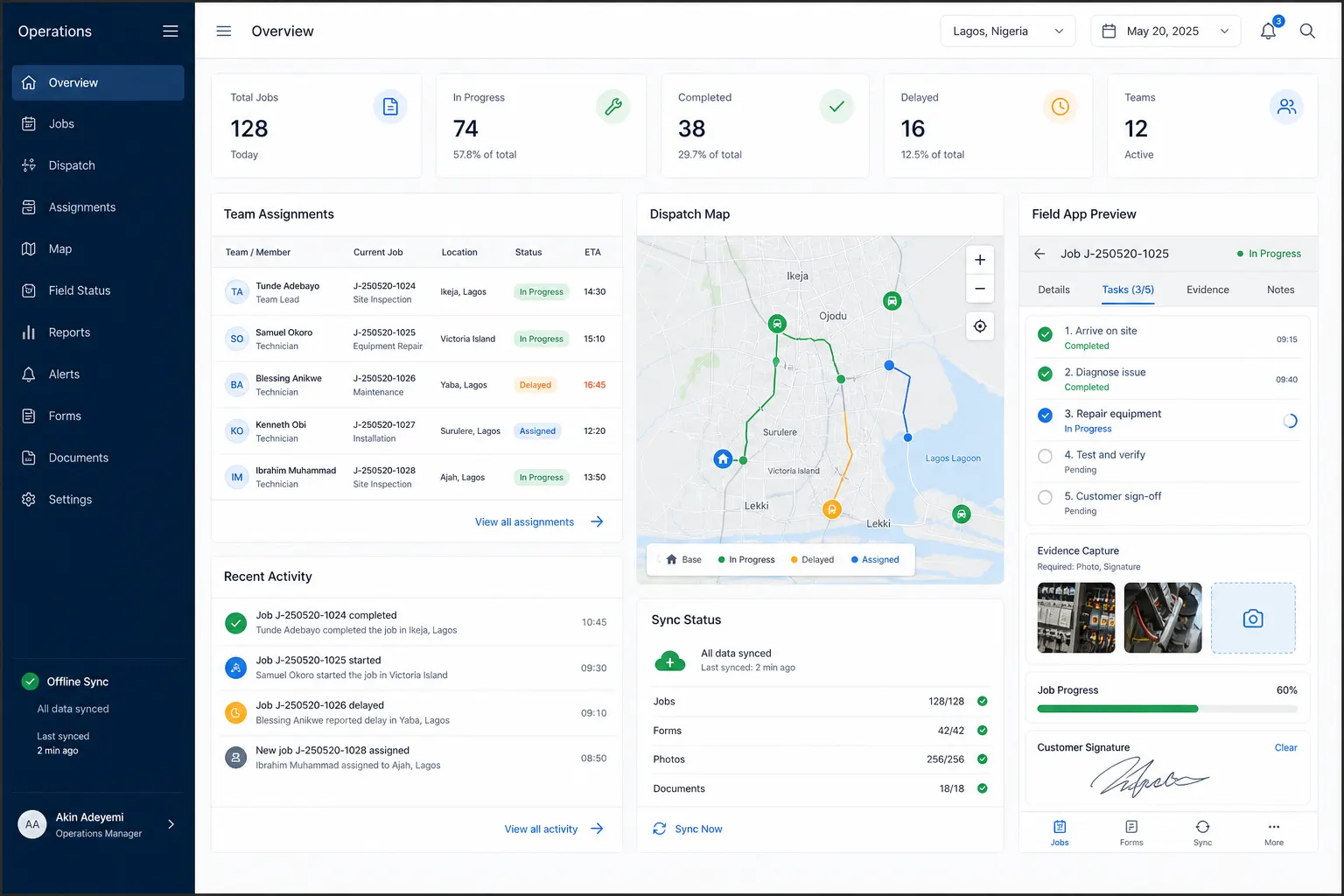 Mobile Workforce Application interface preview